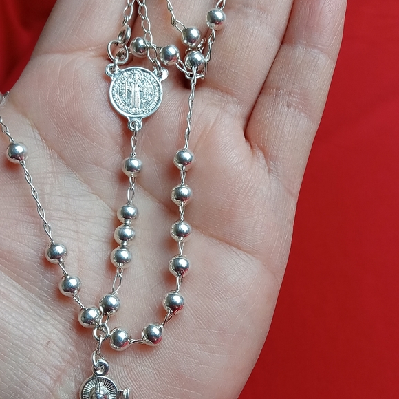 925 sterling SILVER men and women/Catholic ROSARIO necklace - Picture 16 of 16